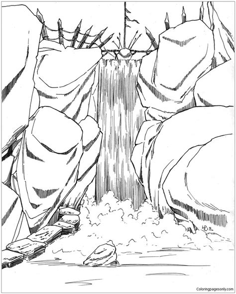 About waterfalls coloring pages a waterfall is a place where water flows over a vertical drop or a series of steep drops in the course of a stream or river. Waterfalls Drawing at GetDrawings.com | Free for personal ...