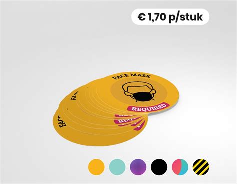 In het kort gelden de volgende afspraken Sticker face mask required - 25cm rond | 10 stuks