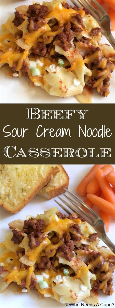 Beefy sour cream noodle casserole. Beefy Sour Cream Noodle Casserole | Who Needs A Cape ...