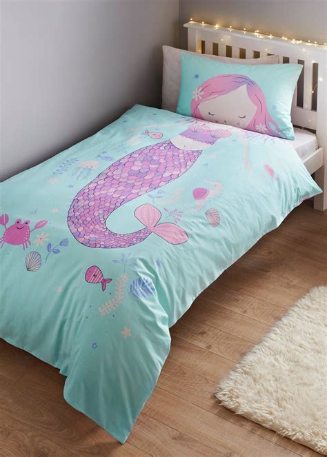 Shop for kids duvet covers online at target. Kids 100% Cotton Mermaid Duvet Cover (Single) - Aqua ...