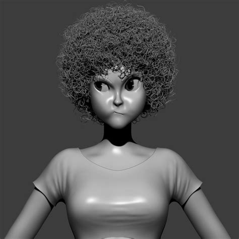 3D girl curly hair - TurboSquid 1340866