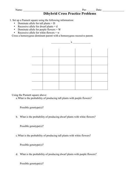 This is the currently selected item. Dihybrid Punnett Square Practice / Dihybrid Punnett Square ...