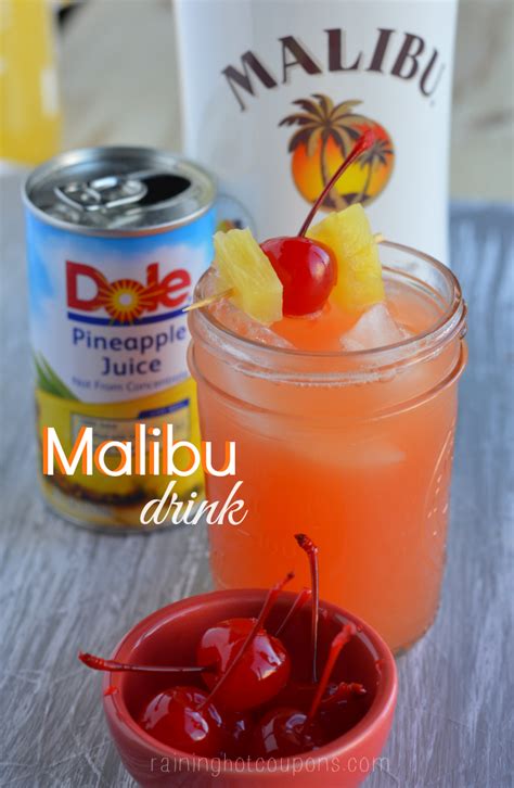 Coconut malibu rum, pineapple juice, ginger ale, and grenadine syrup will make you think you're on a tropical island with this cocktail recipe. Malibu Recipe Drinks : Malibu Summer Rose Cocktail The Blond Cook / Malibu rum drinks vanilla ...