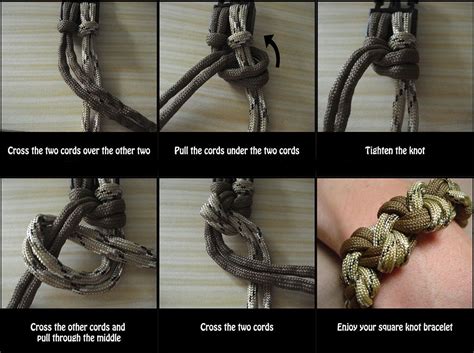 Learn how to tie a simple pipa knot from paracord and you can make different accessories with it. Square Knot Bracelet Instructions | Square knot bracelets ...