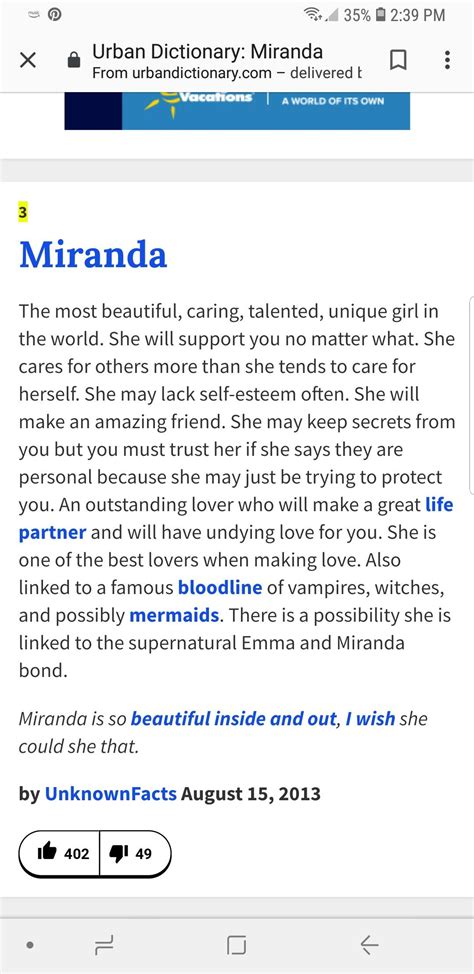 Urban dictionary, now in its 20th year, is a digital repository that contains more than 8 million definitions and famously houses all manner of slang and cultural expressions. What Miranda means | Names with meaning, Urban dictionary ...