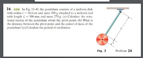 When the bob is displaced from equilibrium and then released, it begins its back and forth vibration about its fixed equilibrium position. Solved: In Fig. 15-40, The Pendulum Consists Of A Uniform ... | Chegg.com