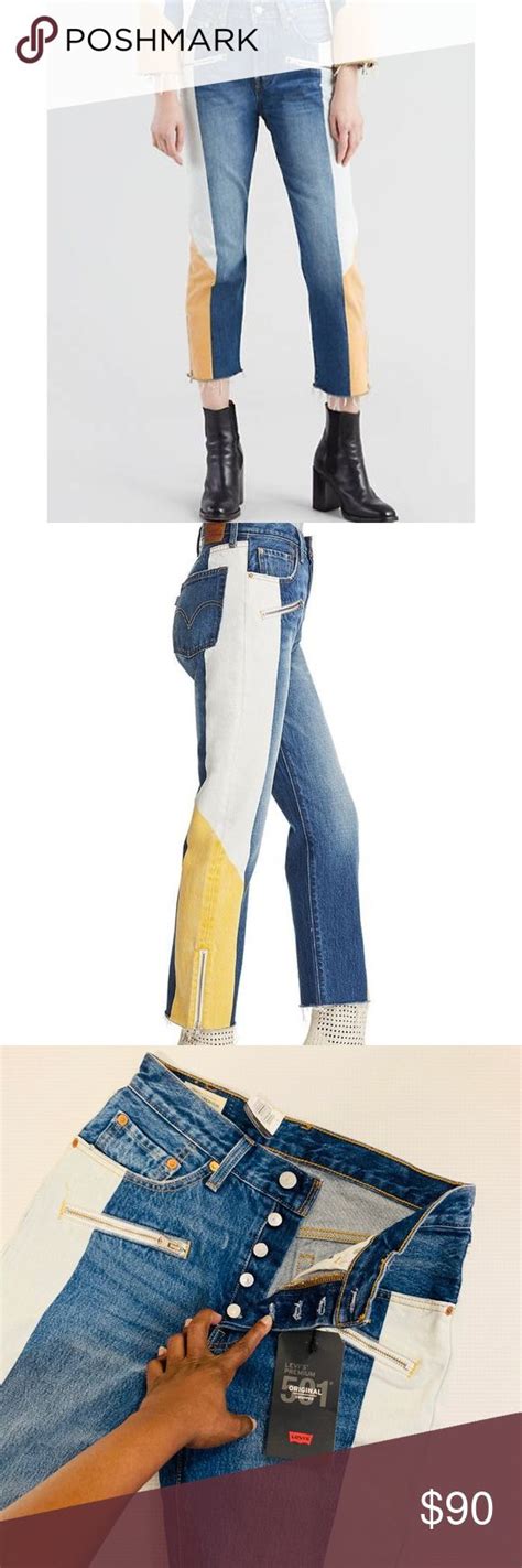 Why are light wash jeans not as popular as dark wash jeans? 501 Original Medium Wash Color Block Cropped Jeans ...