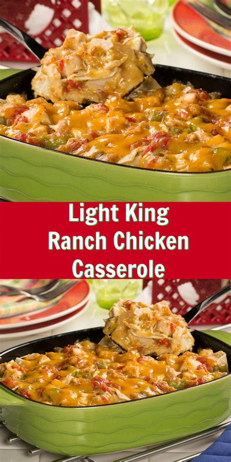Many of these dishes are a snap to prepare, making them excellent options for busy weeknights. Our Light King Ranch Casserole is a healthier version of your favorite creamy and cheesy Tex-Mex ...