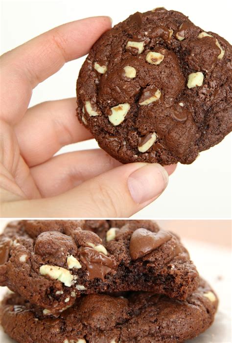 I used to make these cookies often for my sister. quick & easy double chocolate chip cookies {from a cake ...