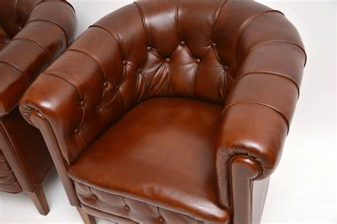 Battered french antique leather club chair. Pair of Antique Swedish Leather Armchairs - Marylebone ...