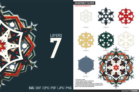 Instant download in svg format along with assembly instructions in the blog post. Layered 3D Christmas Mandala SVG Cut File By Pixaroma ...