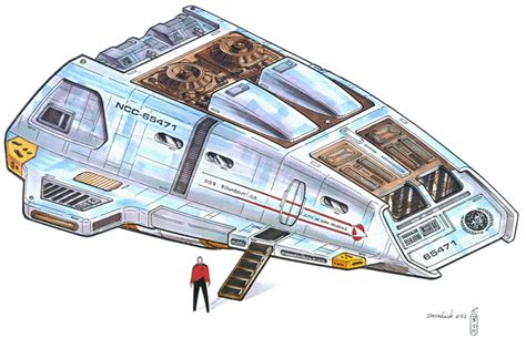 The uss rio grande, a danube class runabout from star trek. Starfleet ships • Early Danube-class runabout concept drawing by...