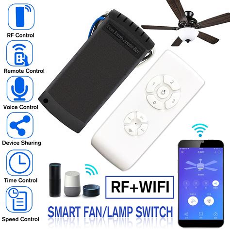 Universal ceiling fan remote control kit. AC 100-240V WiFi+RF APP Smart Universal Ceiling Fan Lamp ...