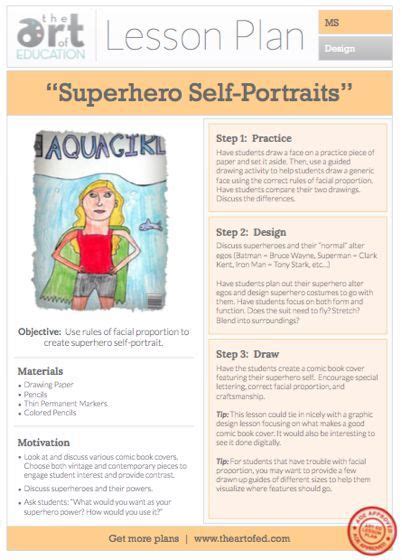 Download Superhero Self-Portraits: Free Lesson Plan Download | Art lessons middle school, Superhero ...