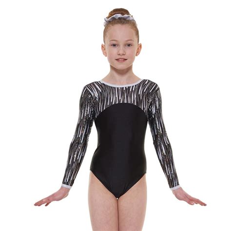 Choose either short sleeve, long sleeve or sleeveless styles to find a look that best suits you. Black And Cascade Panel Shine Lycra Long Sleeve Gymnastic ...