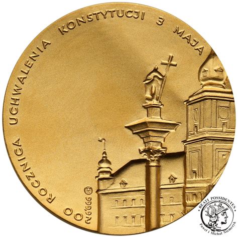 Medale kolekcjonerskie z całego świata. Polska medal 1991 Papież Jan Paweł II Konstytucja ZŁOTO st.1