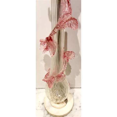 Floor lamp flower, grey murano blown glass cone. Mid-Century Vintage Italian Murano Glass Lamp Applied Pink ...
