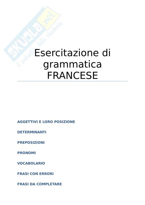 Cerco ma non trovo frasi da tradurre in inglese con il futuro, il simple present, il present continuous, ecc. Francese: esercizi di grammatica su Par/Pour