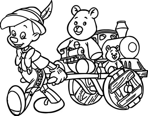 We have collected 40+ toy train coloring page images of various designs for you to color. Pinocchio Train Bear Toys Coloring Pages | Wecoloringpage.com