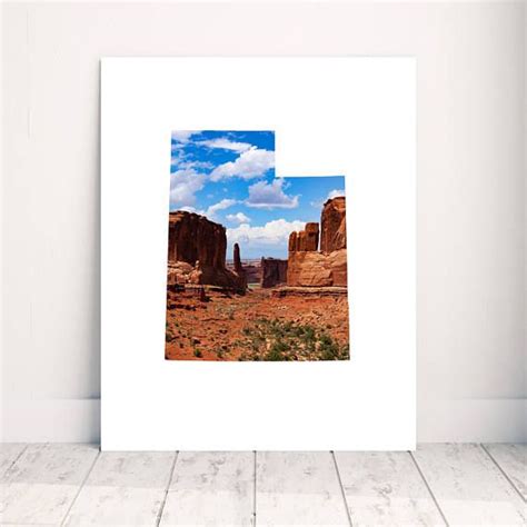 Founded in 1888, utah state university is utah's only land grant institution, offering 168 step 2. Utah State Map Art - Arches National Park - Park Avenue ...