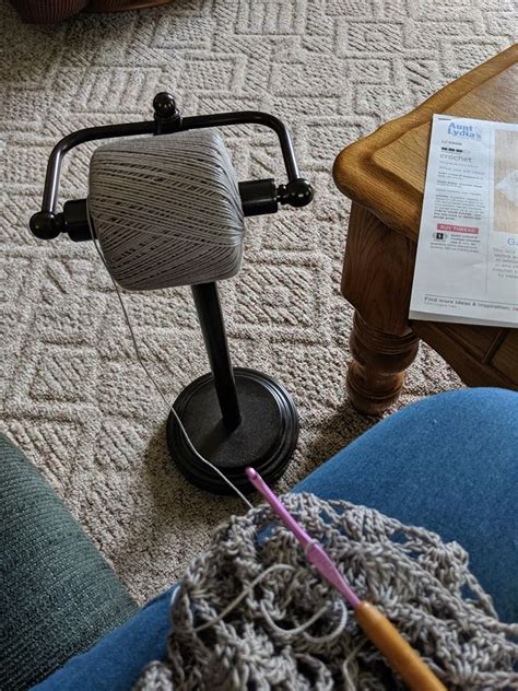 There is no set rule for that. Using toilet paper holder for crochet threads. Brilliant ...