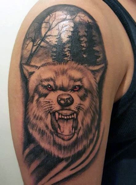 Check spelling or type a new query. Illustrative style colored shoulder tattoo of wolf in dark ...