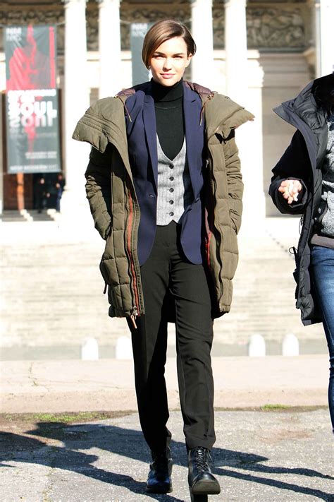 I used my products, 25, and shadow, to style. Ruby Rose filming John Wick 2 in Rome, January 2016