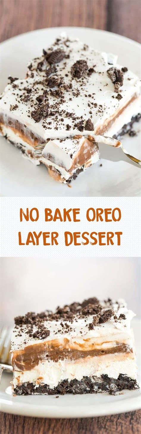 2 packages of chocolate pudding. NO BAKE OREO LAYER DESSERT | Oreo dessert recipes, Dessert ...