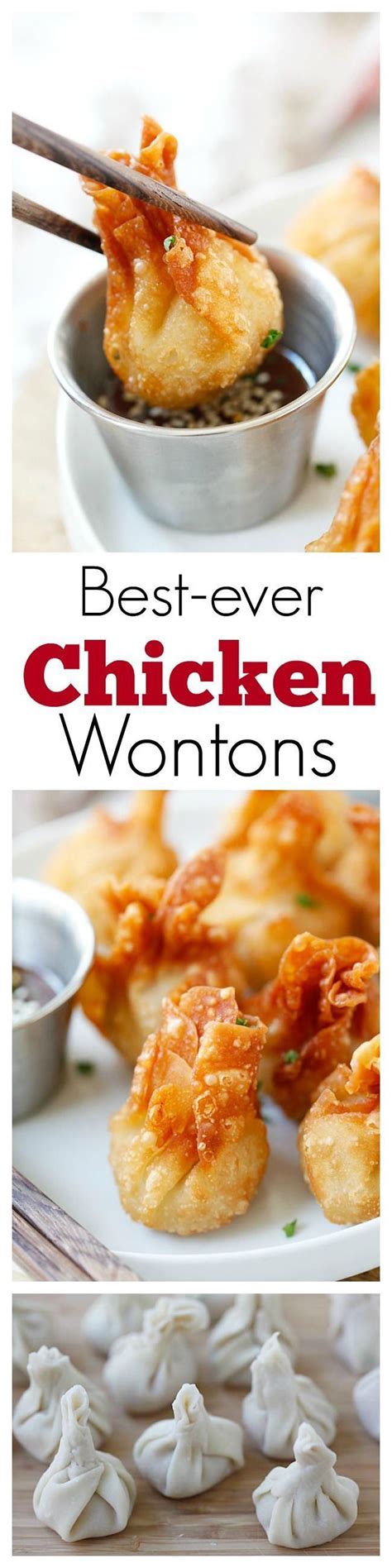 Wontons, especially the deep fried ones, are always so popular at gatherings. Chicken wontons - easiest and the best fried chicken ...
