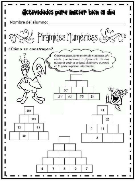 Todo tipo de ejercicios de multiplicar, sumar, restar o dividir para que consigas más agilidad a la hora de hacer cuentas. Fabulosas y excelentes actividades para iniciar bien el día | Educación Primaria | Piramides ...