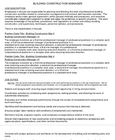 This supervisor job description template is optimized for posting on online job boards or careers pages and easy to customize for your company. 11+ Construction Job Description Samples - Mutil