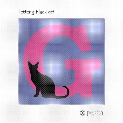 Needlepoint canvas is woven in a grid with evenly spaced openings between the threads to allow the yarn or thread to pass through easily, without fraying. Needlepoint Canvas - Letter G Black Cat