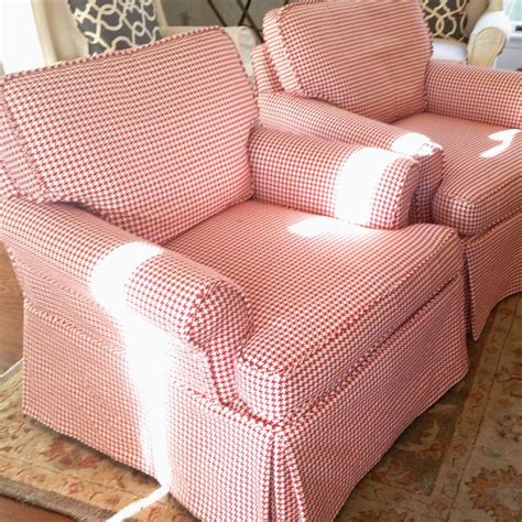 Most club chairs are made of wicker, aluminum, or wood, each material providing a different style and weight. Houndstooth Club Chairs | Slipcovers for chairs ...