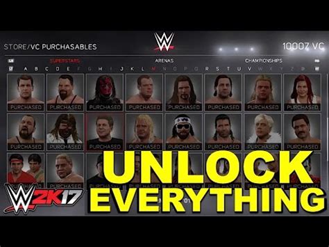 This one is easier and quicker to unlock characters through, which is great, . WWE 2K17 - HOW TO UNLOCK EVERYTHING! (WWE 2K17 Guide ...
