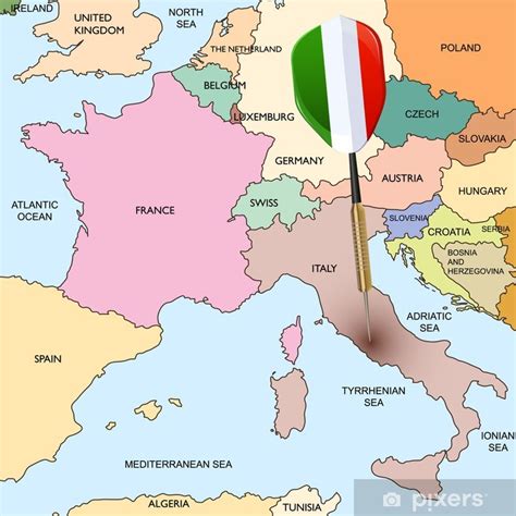 Włochy północne google my maps. Plakat Target - Włochy. Dart uderzanie we Włoszech na ...