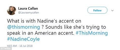 15th of the 6th, '85 making me a gemini #happybdaynadine #nadinecoyle. Nadine Coyle is asked to say 'flour' on This Morning ...