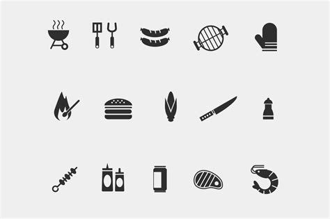 Available in png and svg formats. 15 Grill and BBQ Icons - Creative VIP