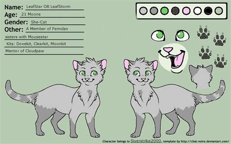 The leafstar package contains the following man pages: My warrior cat reference sheet. by silverstrike2000 on ...