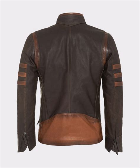 Men's motorcycle biker vintage distressed black faded real cow leather jacket. X-Men Wolverine Origins Vintage Style Brown Motorcycle ...