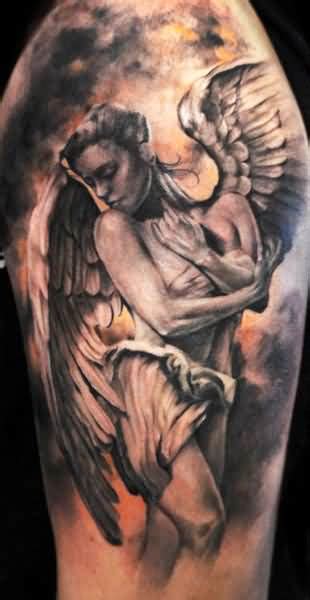 I would like to do… Realistic Female Angel Tattoo On Shoulder | GP