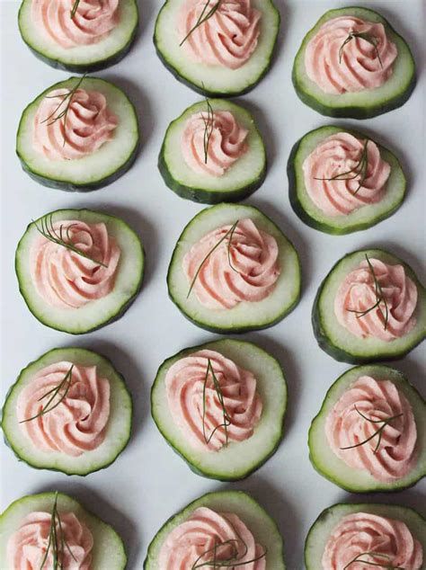 With motor running, add slightly cooled gelatin mixture, and blend until combined. Tin Salmon Mousse Recipe / Cucumber Canapes With Smoked ...