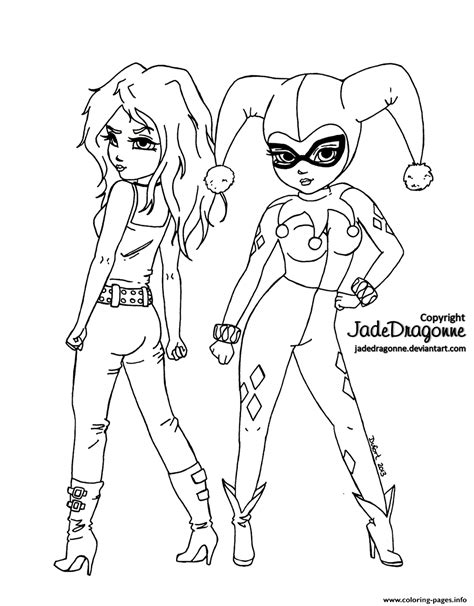 Click the lovely harley quinn coloring pages to view printable version or color it online (compatible with ipad and android tablets). Two Girls Harley Quinn Coloring Pages Printable