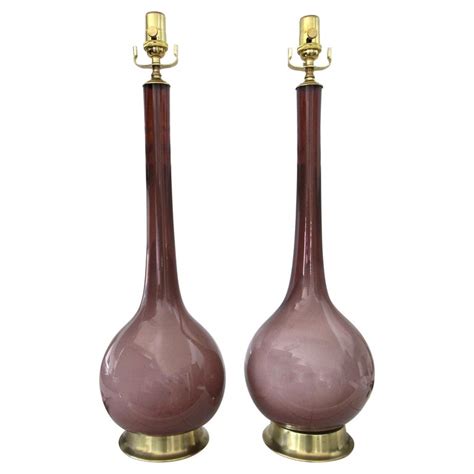 £35 for pair of very beautiful crackle lamps for sale a pair of very attractive aubergine/purple crackle base lamps for sale, including. Pair of Purple Cased Murano Glass Lamps For Sale at 1stdibs