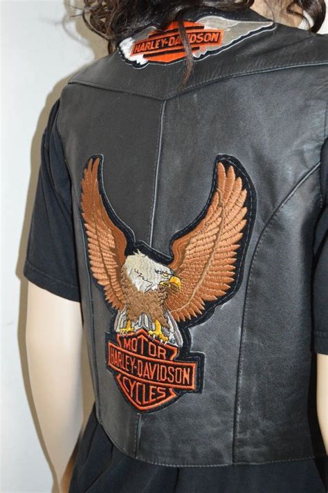 Some mc's have very rigid rules on patch placement, some have rules for certain patches.others are whatever you like. Harley Davidson Motorcycles Leather Vest Ladies 12 Black ...