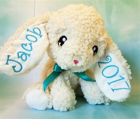 Personalized easter bunnies make the best easter gifts both old and young kids. Adorable Personalized Embroidered Easter Bunny. www ...