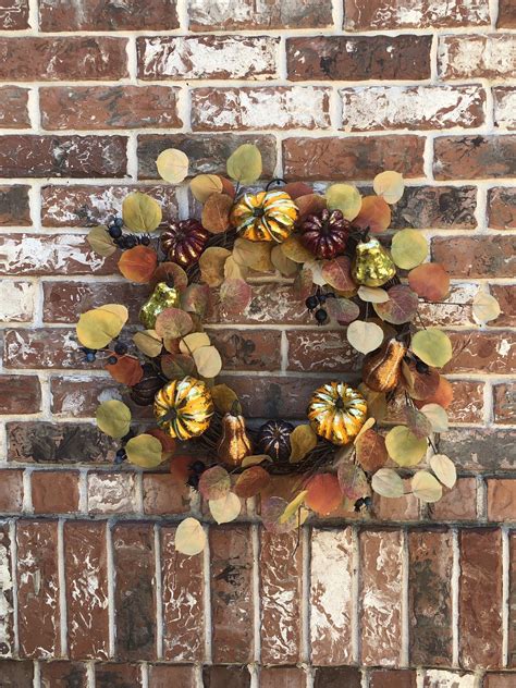 I went with natural touches. Fall Door Wreath-Autumn Poplar Leaves-Front Door-Entryway ...