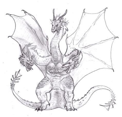 Godzilla is a japanese movie monster that looks like a prehistoric giant lizard. Ghidorah Drawing King Ghidorah Coloring Pages coloring ...