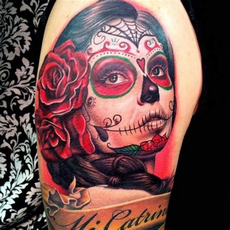 Dessin d instrument de musique. Tatouage Bras Femme Tete De Mort Mexicaine