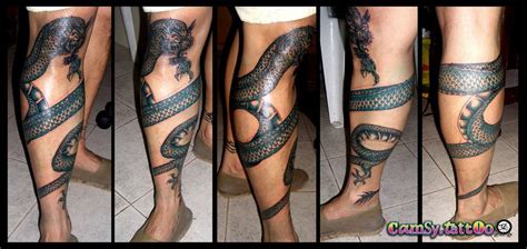 If you want to make a tattoo, look how it looks from other people! snake/dragon wrapped around calf | Leg tattoos, Dragon ...