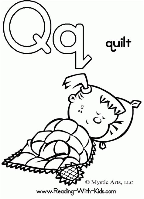 To make our q is for quill craft, we wrote on our q with the quill pens and then added a picture of a quill through the center of it. Alphabet Letter Q Quilt Coloring Pages For Kids | coloring ...